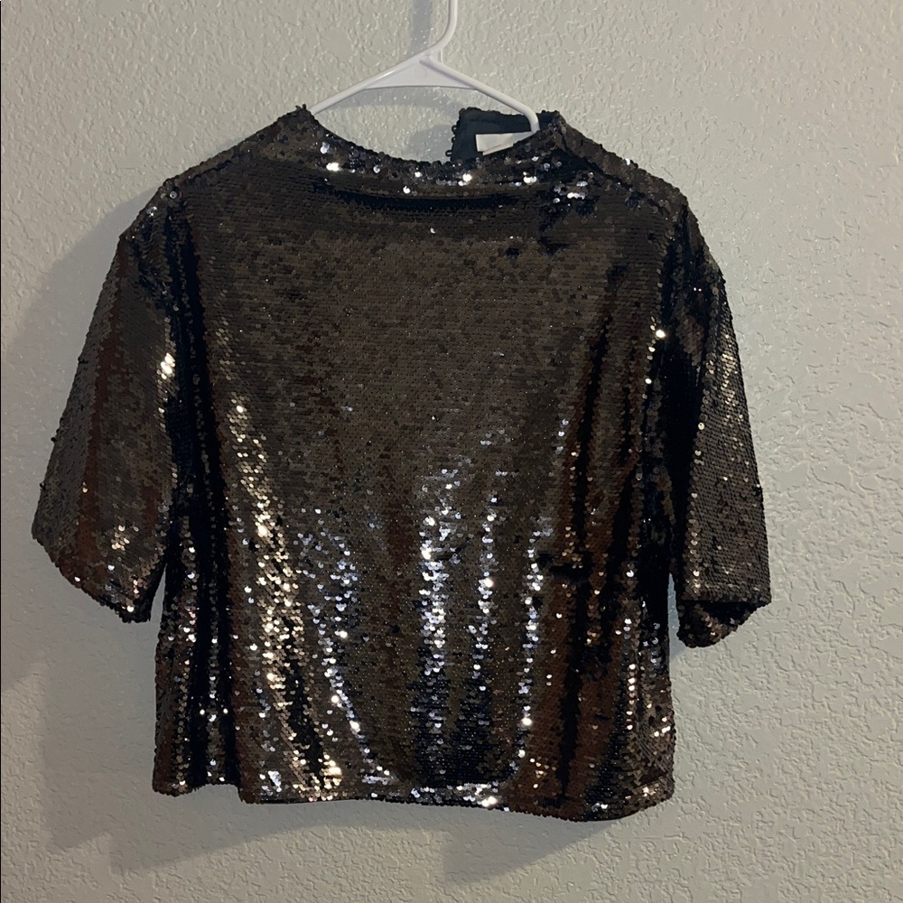 H&M Silver Sequin Top